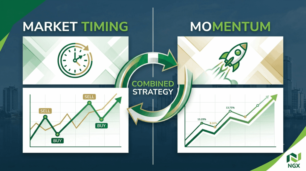 Nigerian stock market momentum strategy – market timing vs momentum comparison infographic