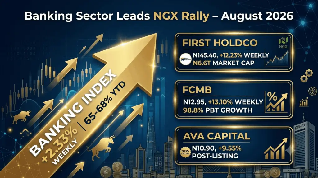 NGX market review August 2026 – banking sector leadership First HoldCo FCMB AVA Capital performance